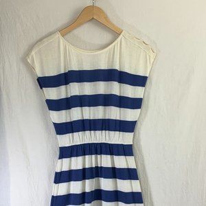 Ivana Helsinki Striped Fit & Flare Dress in White/Navy Stripe